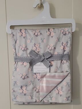 NWT Shabby Chic Baby Blanket with Pink Floral Print - 30in X 40in